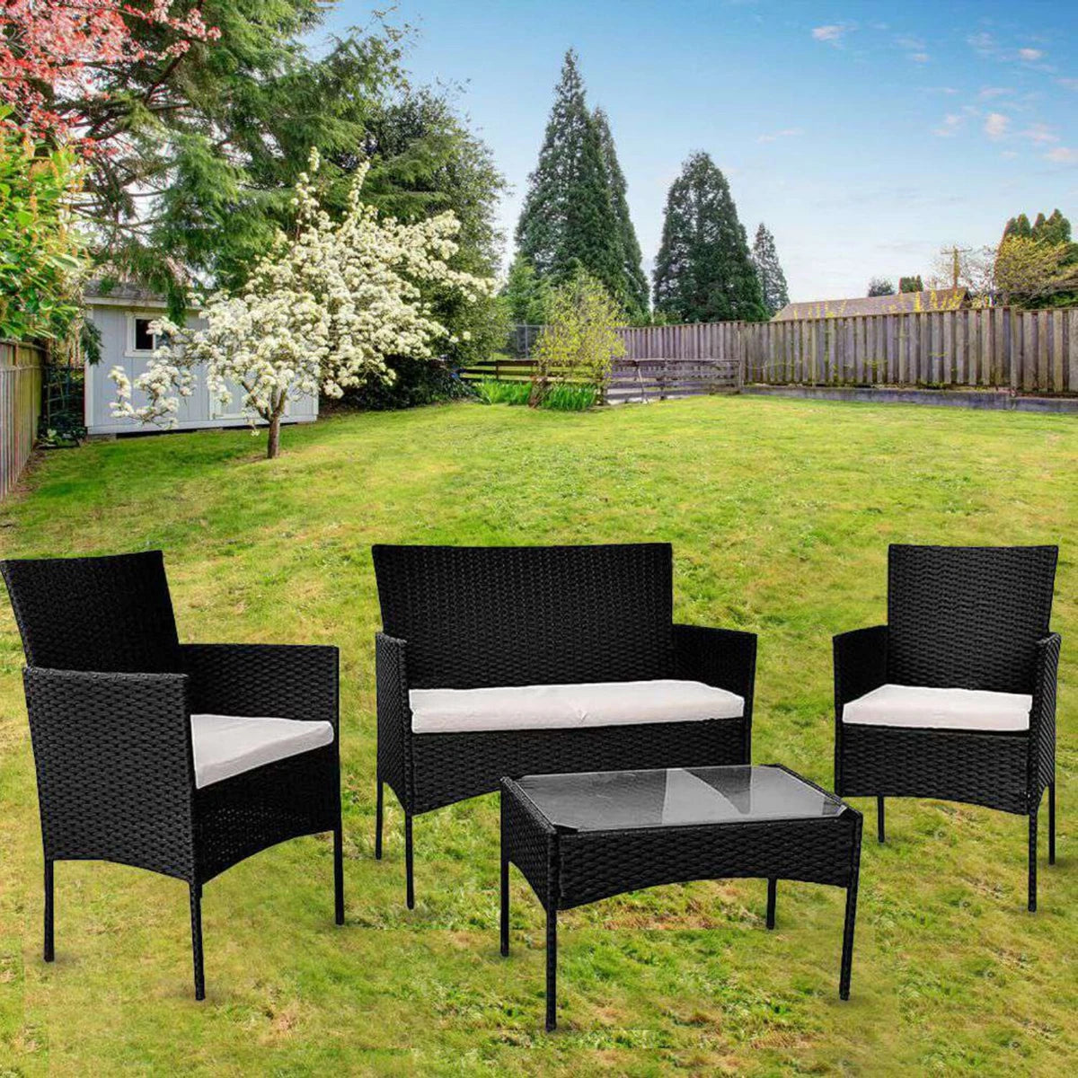 4pcs Rattan Outdoor Garden Furniture Sofa Set
