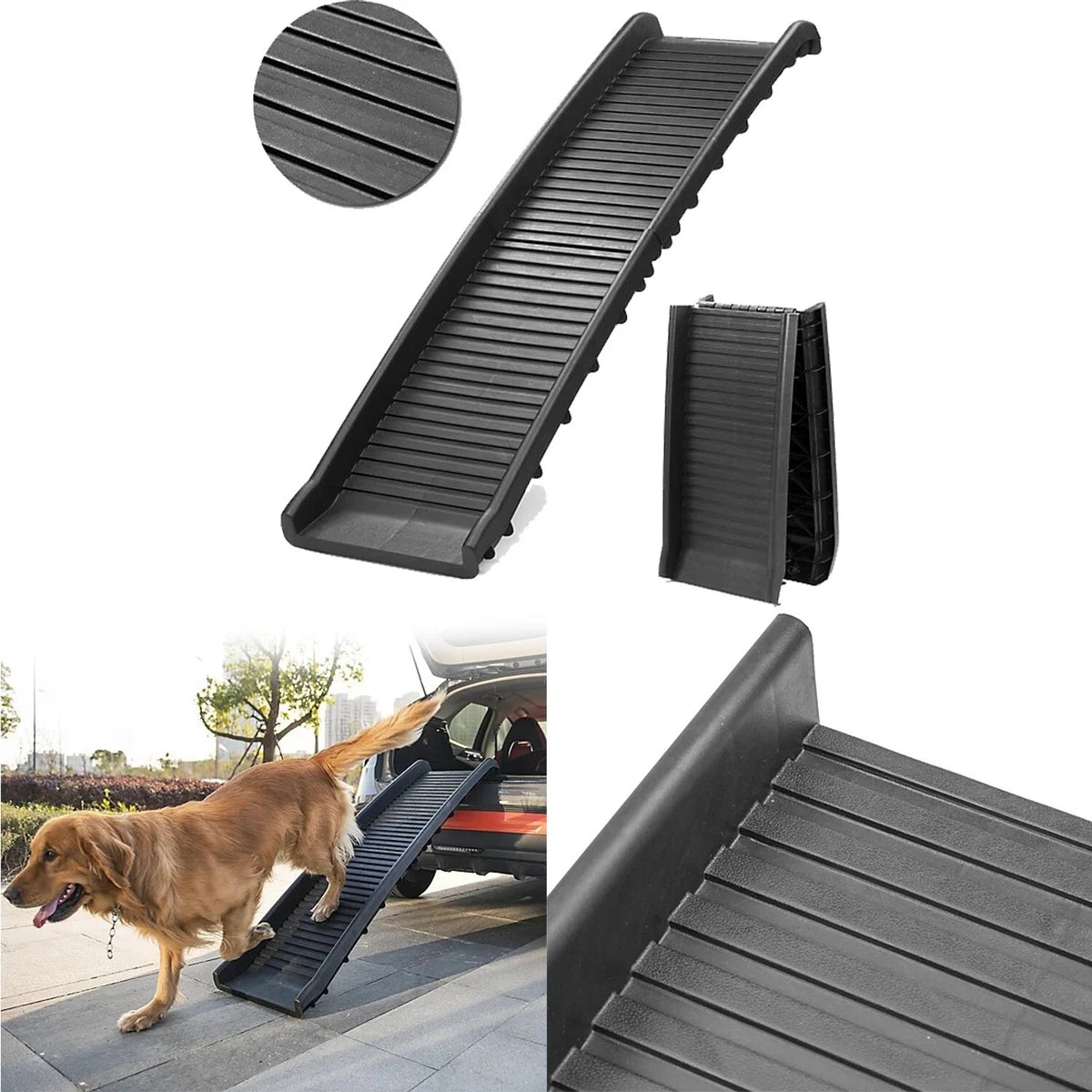 Dog Boot Ramp Travel Folding Dog Transport Lightweight Car Ramp Bi-Fold 156x40cm