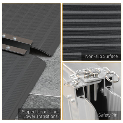 Wheelchair Ramp Folding Aluminium Threshold Ramp w/ Non-Skid Surface