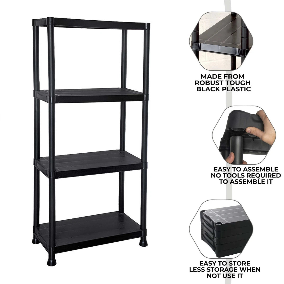 3/4/5 Tier Plastic Shelving Home Storage Unit Shelves Racking Garage Organiser