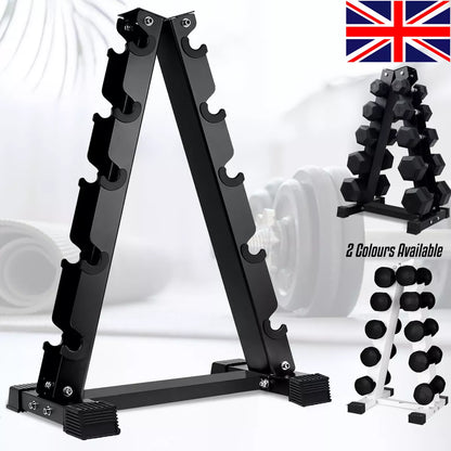 5 Tier Dumbbell Rack Storage black Stand Tree Hex Vertical Weight Wide Home Gym fitnes