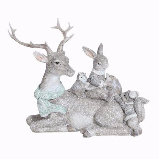 Reindeer Stag Rabbit Owl Squirrel Hedgehog Woodland Animals Figurine Ornament