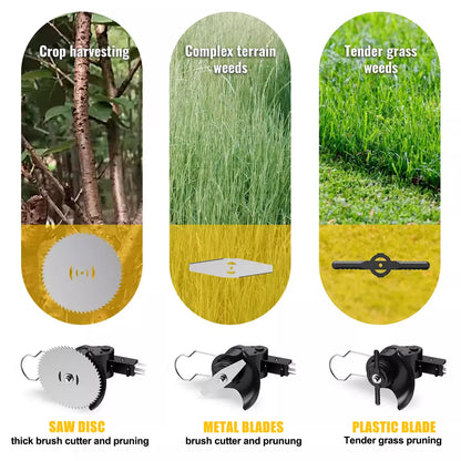 Wheel Cordless Strimmer Grass Trimmer Tree Cutter Garden Edger 2 Batteries Set
