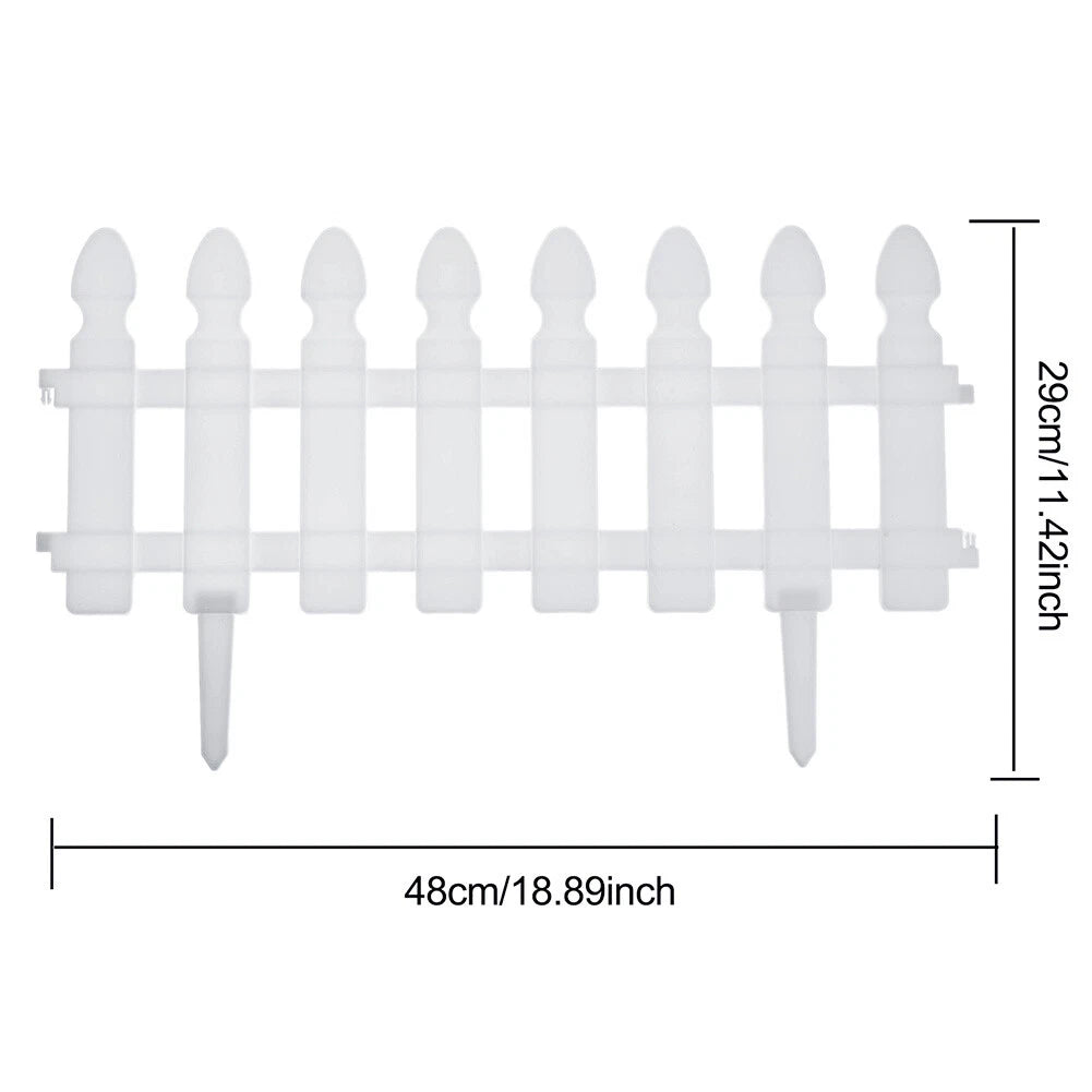 12 WHITE PLASTIC PICKET FENCING WOODEN EFFECT LAWN BORDER EDGE GARDEN EDGING
