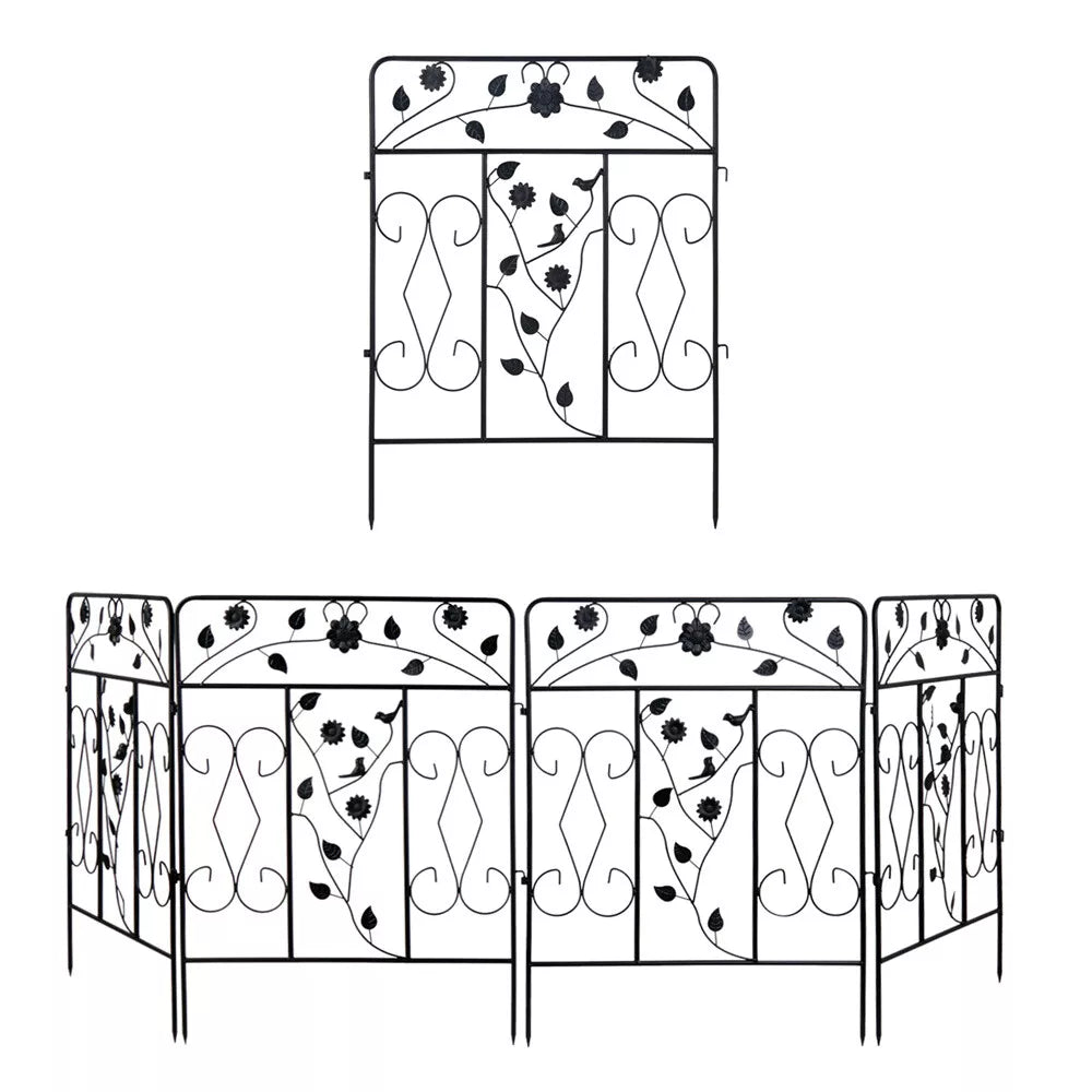 5x Metal Garden Fence Panels Vertical Rails Pet Dog Kennel Fence Barrier Walkway