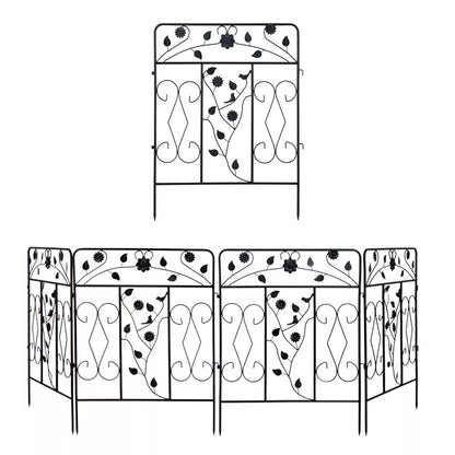 5x Metal Garden Fence Panels Vertical Rails Pet Dog Kennel Fence Barrier Walkway
