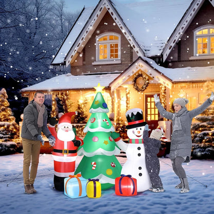 Christmas Inflatable Santa Snowman Tree Outdoor Decor LED Light Holiday Blow Up
