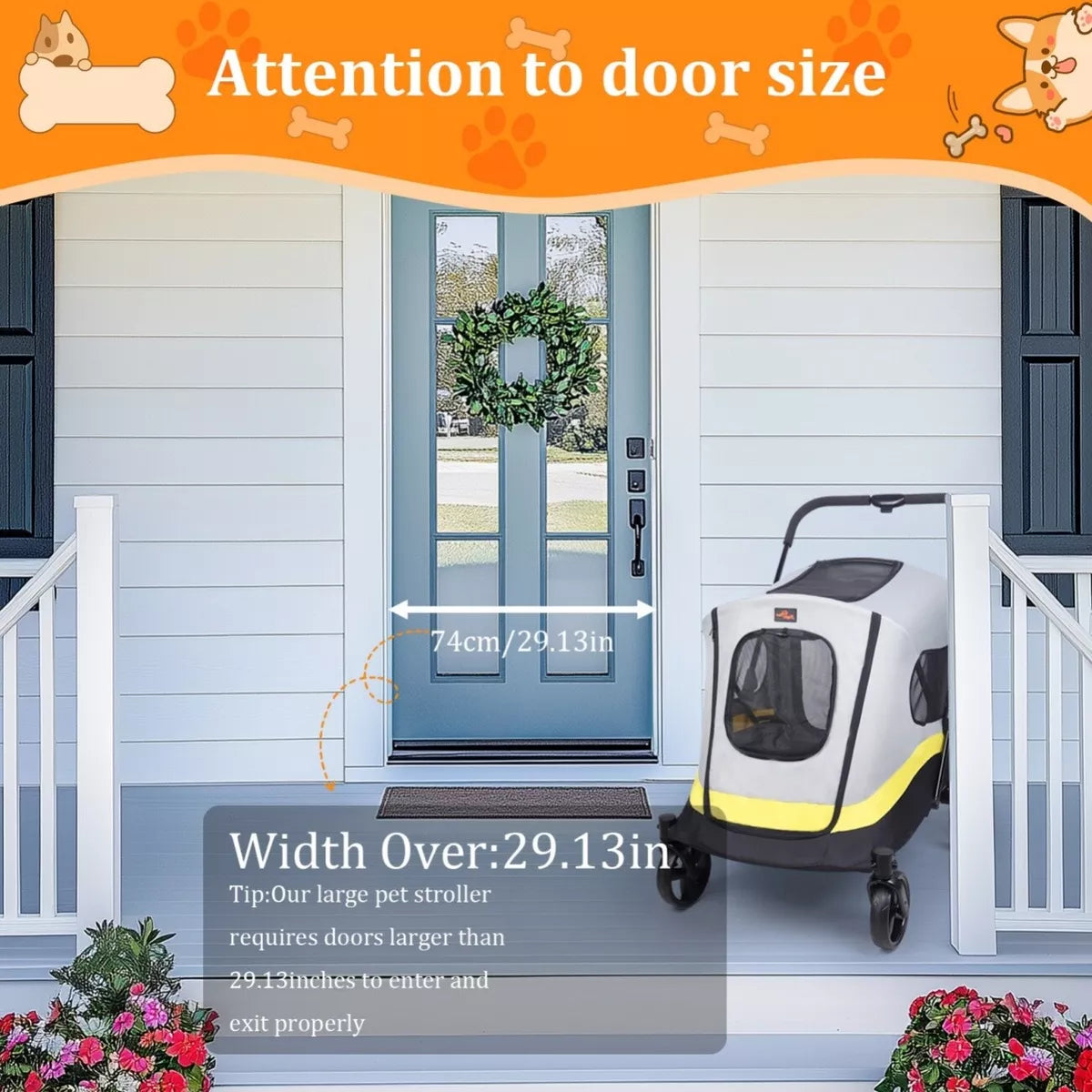Premium Dog Trolley Large Pet Jogging Carriage Stroller with Safe Leash & Wheels