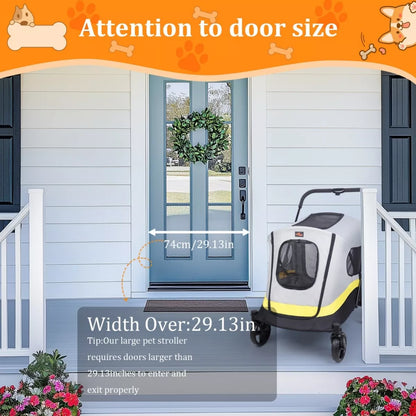 Premium Dog Trolley Large Pet Jogging Carriage Stroller with Safe Leash & Wheels