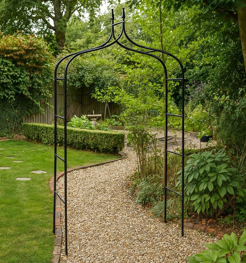 TRADITIONAL GARDEN ARCH HEAVY DUTY METAL ARCHWAY CLIMBING PLANTS SUPPORT OUTDOOR