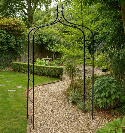 TRADITIONAL GARDEN ARCH HEAVY DUTY METAL ARCHWAY CLIMBING PLANTS SUPPORT OUTDOOR