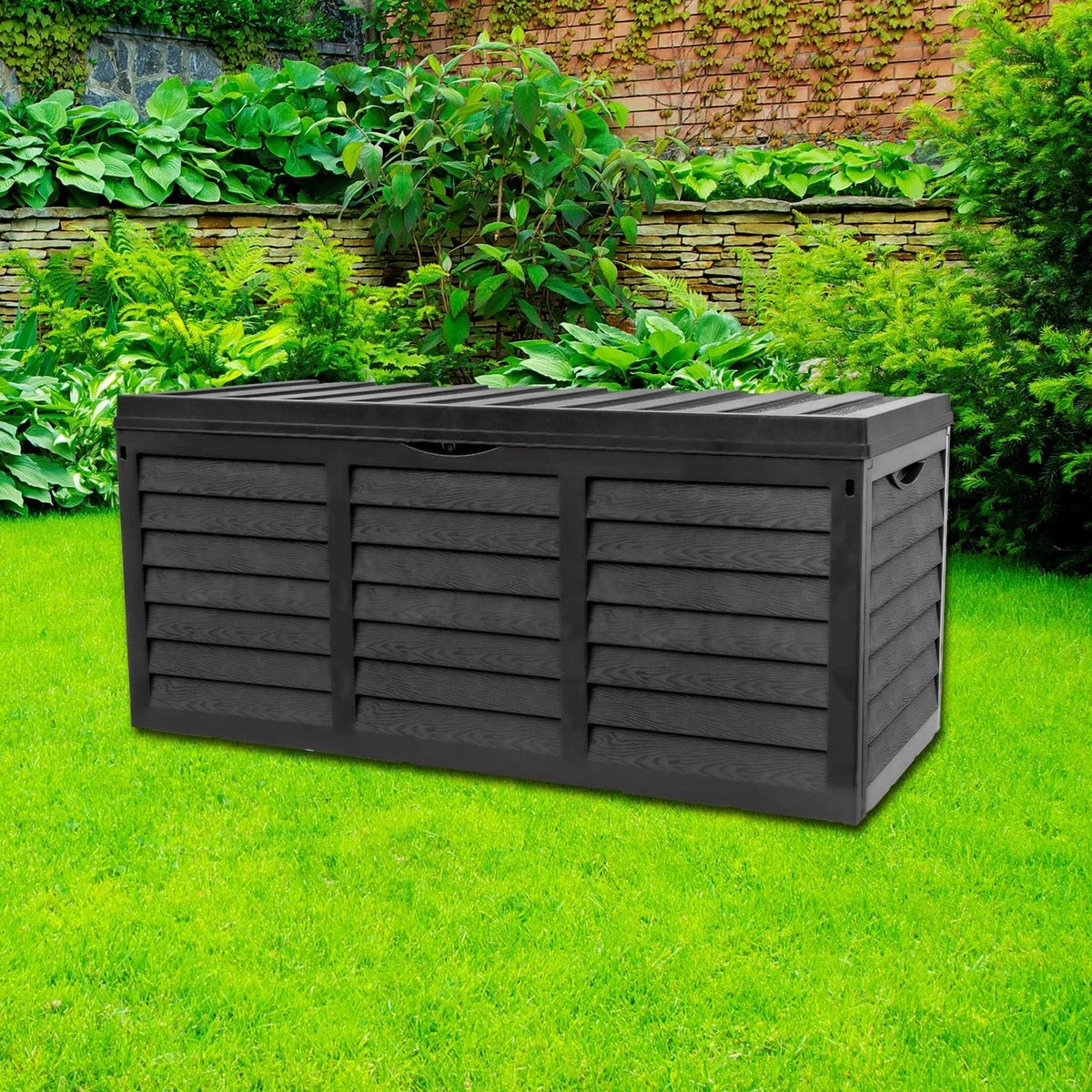 320 Litre Outdoor Storage Box Garden Patio Plastic Chest Lid Container Multibox