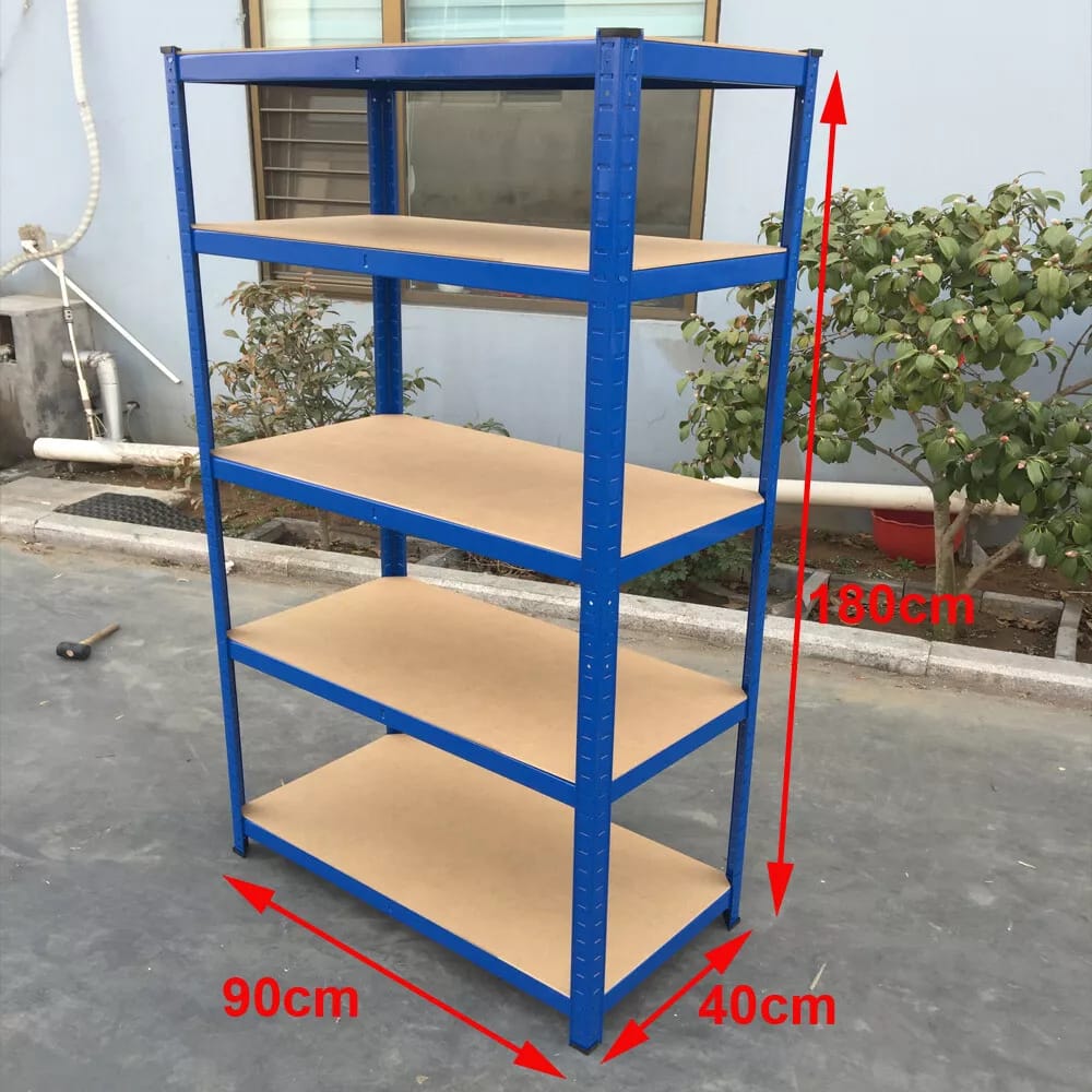 Warehouse 5 Tier Racking Shelf Heavy Duty Steel Garage Shelving Unit Garden Shed Shelving, 2 sizes