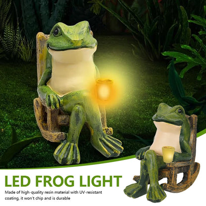 Garden Ornament Large Solar Powered Decorative Frog Statue Light Up Lamp
