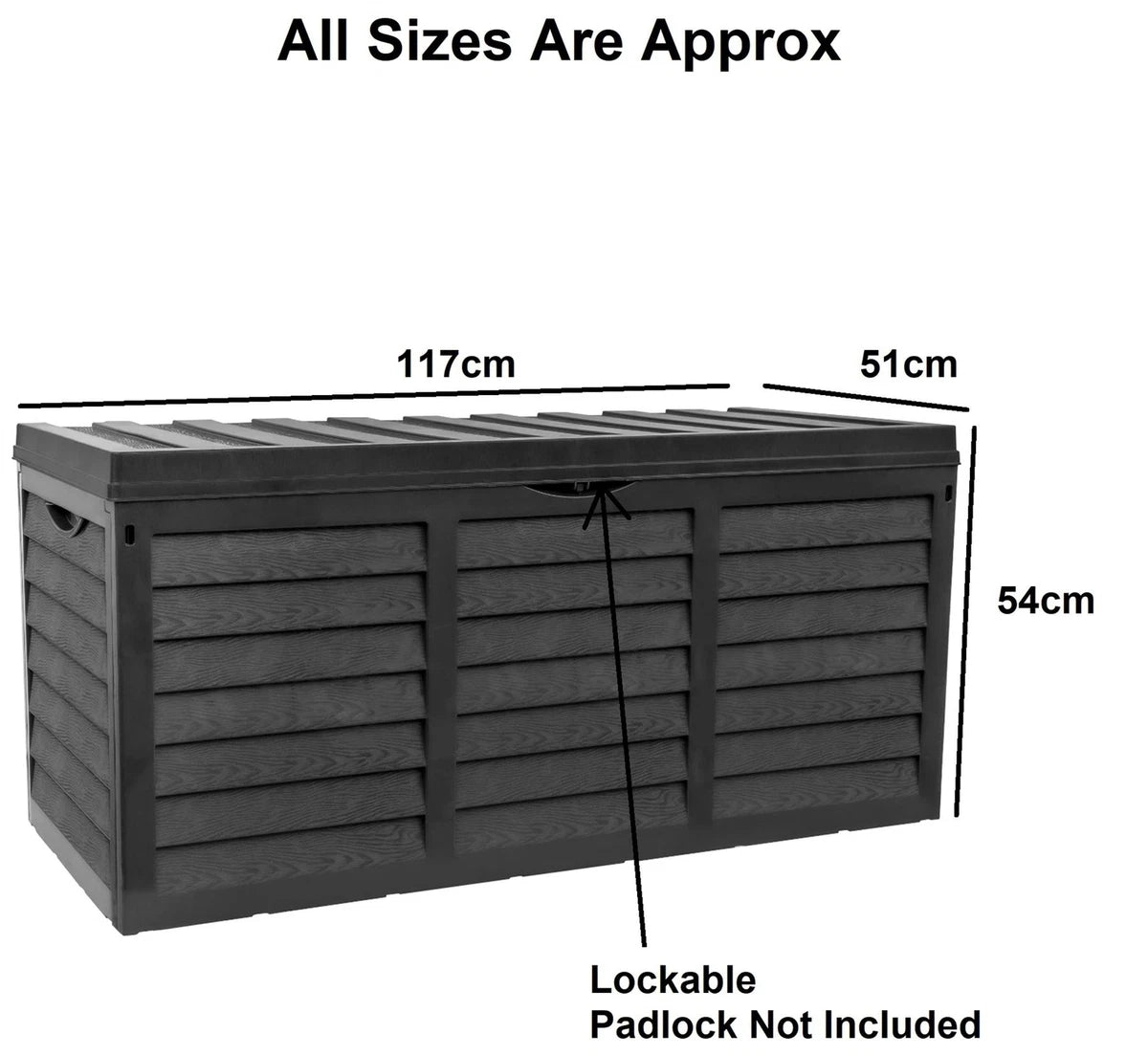 320 Litre Outdoor Storage Box Garden Patio Plastic Chest Lid Container Multibox
