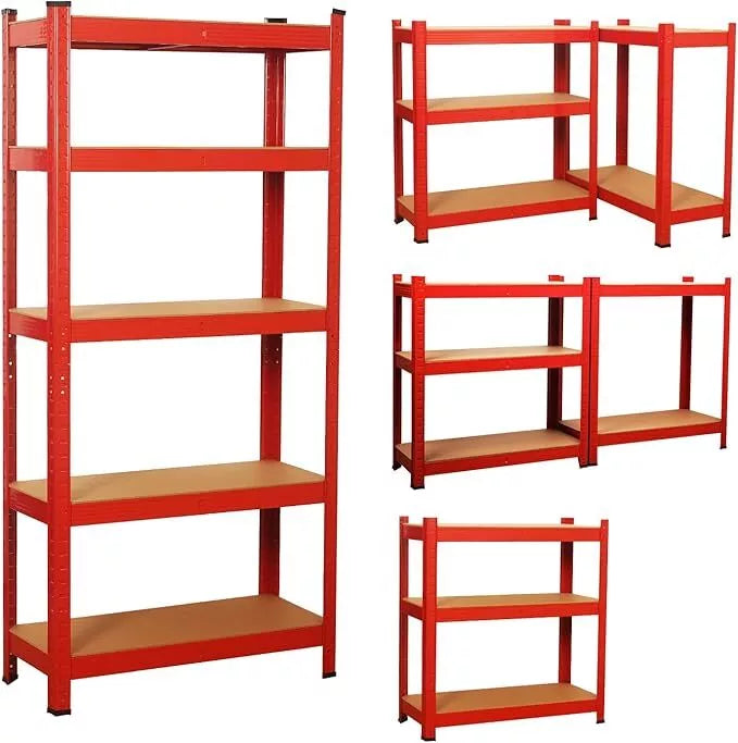 Warehouse 5 Tier Racking Shelf Heavy Duty Steel Garage Shelving Unit Garden Shed Shelving, 2 sizes