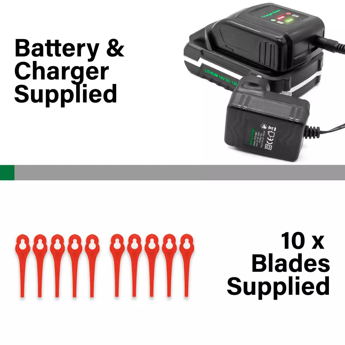 Grass Strimmer Cordless 18V Electric Lawn Edger Trimmer with Battery and Charger