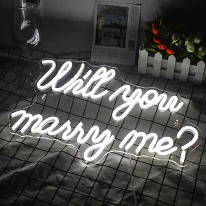 Will You Marry Me Neon Sign Marry Me Sign White Led Wedding Sign Neon