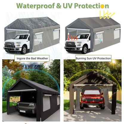 Carport 10x20ft Car Canopy Garage UV-Proof Waterproof SUV Dark Heavy Duty Grey