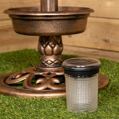 110cm Bronze Effect Resin Garden Bird Bath & Table with Solar Light