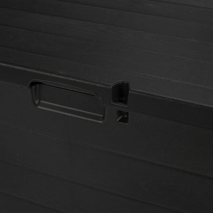 350L Outdoor Patio Black Plastic Garden Storage Box With Handles And Wheels