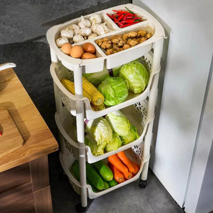 4 Tier Kitchen Basket Storage Trolley Organiser Fruit Vegetable Rack On Wheels