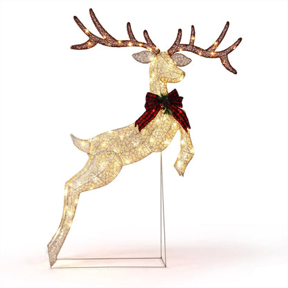 5FT Lighted Jumping Reindeer Christmas Decorations w/100 LED for Xmas Outdoor UK