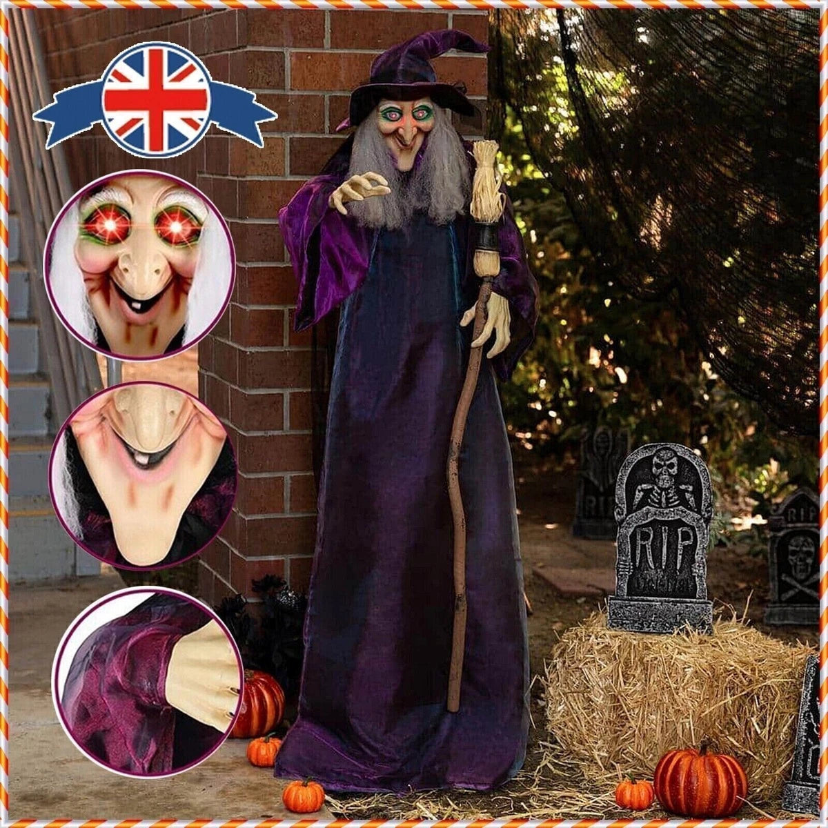 Halloween Life Size Talking Witch Scary Decor Animated Spooky Animatronic Witch