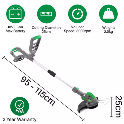 Grass Strimmer Cordless 18V Electric Lawn Edger Trimmer with Battery and Charger