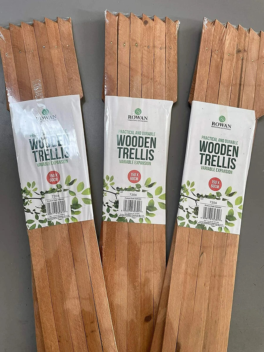 3X Garden Gardeners Dark Wood Coloured Wooden Expanding Expandable trellis 6x2f