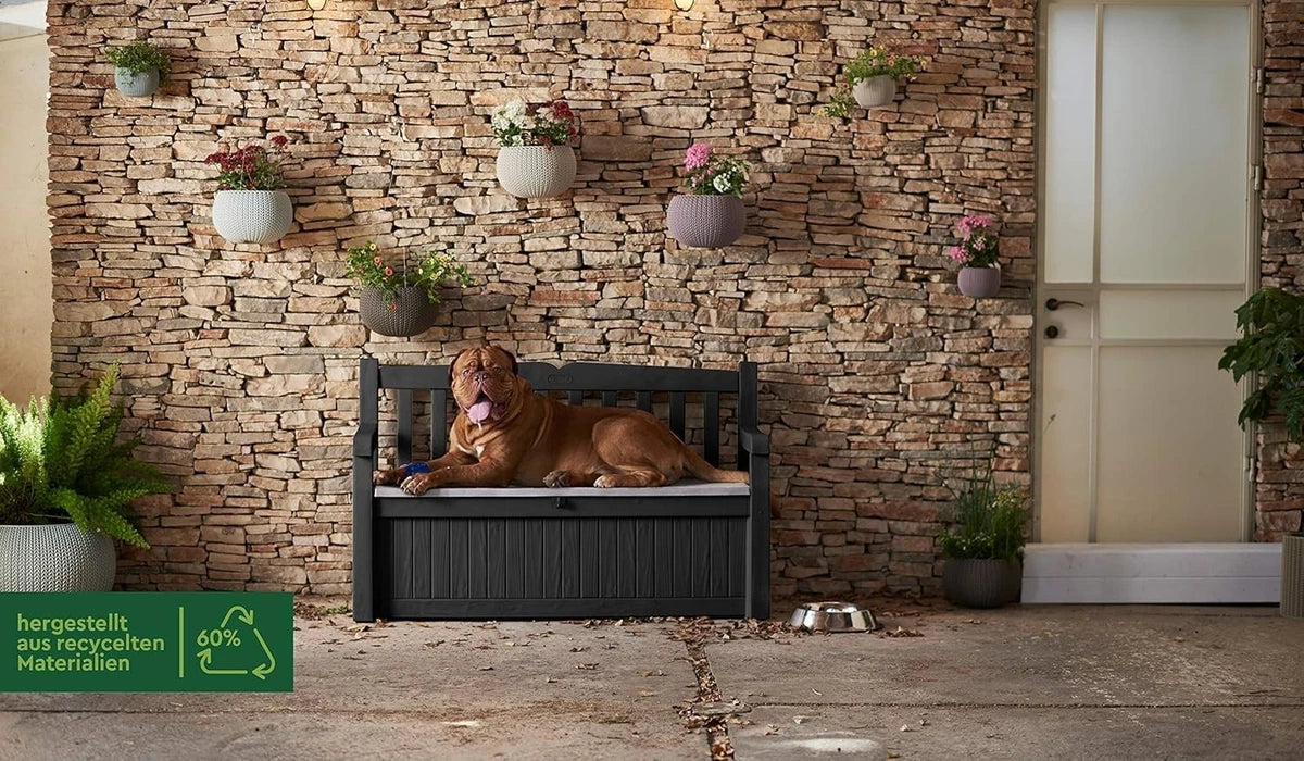 Garden Bench Plastic Storage Patio 265L Anthracite Grey Seat Durable