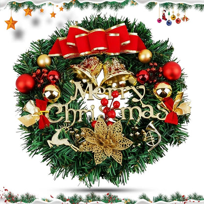 LED Christmas Wreath For Front Door Garland Christmas Xmas Ball Decor Outdoor