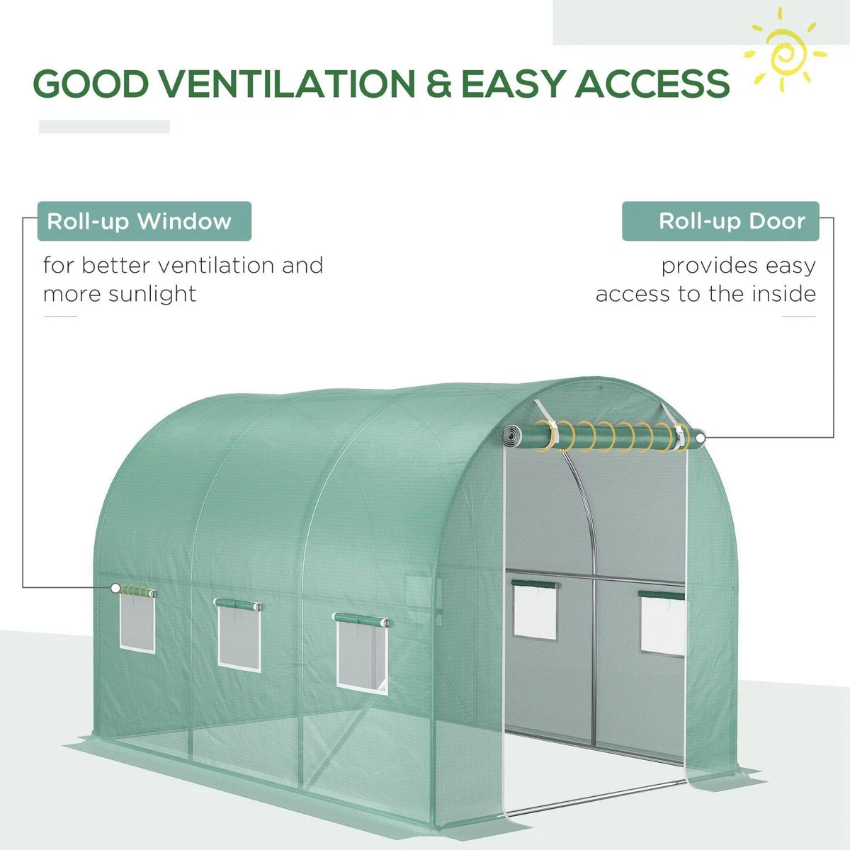 Replacement Cover Only Polytunnel Greenhouse Pollytunnel Gardening Door Windows 3x2x2m