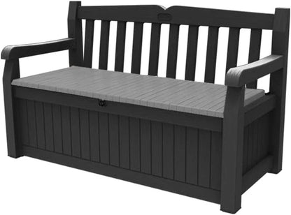 Garden Bench Plastic Storage Patio 265L Anthracite Grey Seat Durable