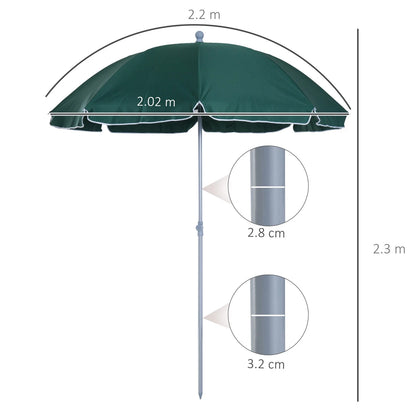 2.2M Garden Parasol Outdoor Umbrella Tilt Mechanism Canopy Sun Shade Patio