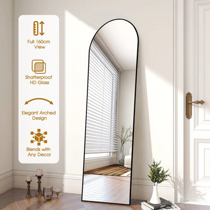 Large Arch Mirror Full Length, Big Arched Metal Standing Full Body Floor Mirror