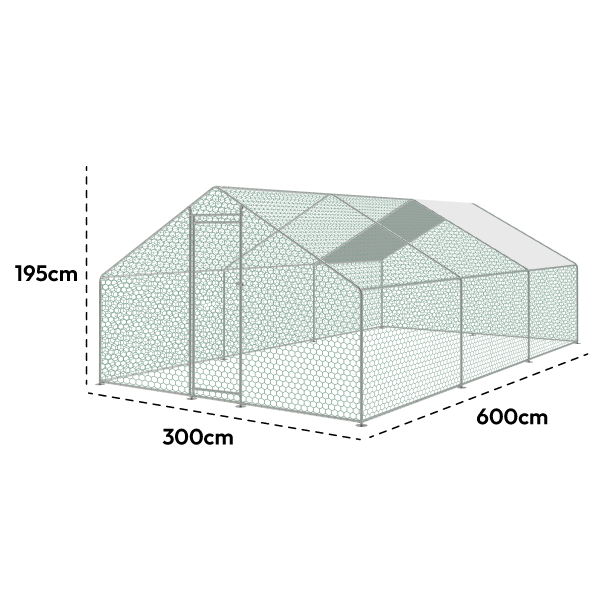 6x3m LARGE OUTDOOR METAL WALK IN CHICKEN HEN POULTRY COOP RUN CAGE PEN HUTCH KENNEL
