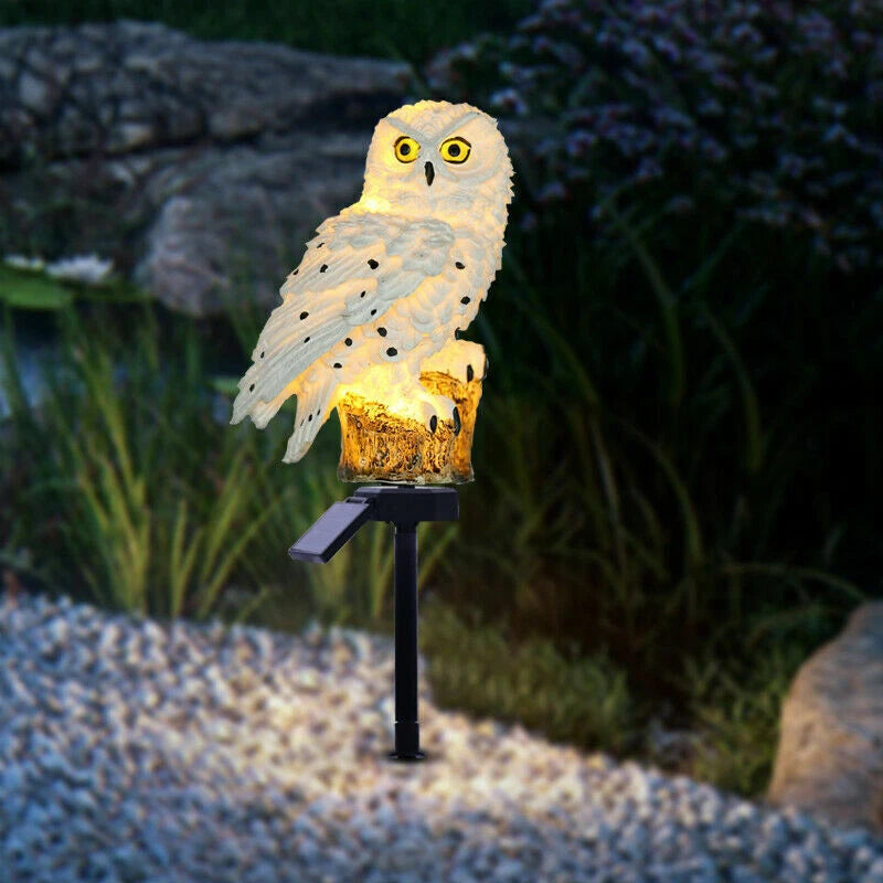 Owl LED Solar Powered Garden Light Outdoor Ornament Lawn Waterproof Statue Lamp