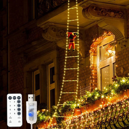 LED Christmas Decorations Fairy lamp LED Ladder Lamp with Climbing Santa Claus