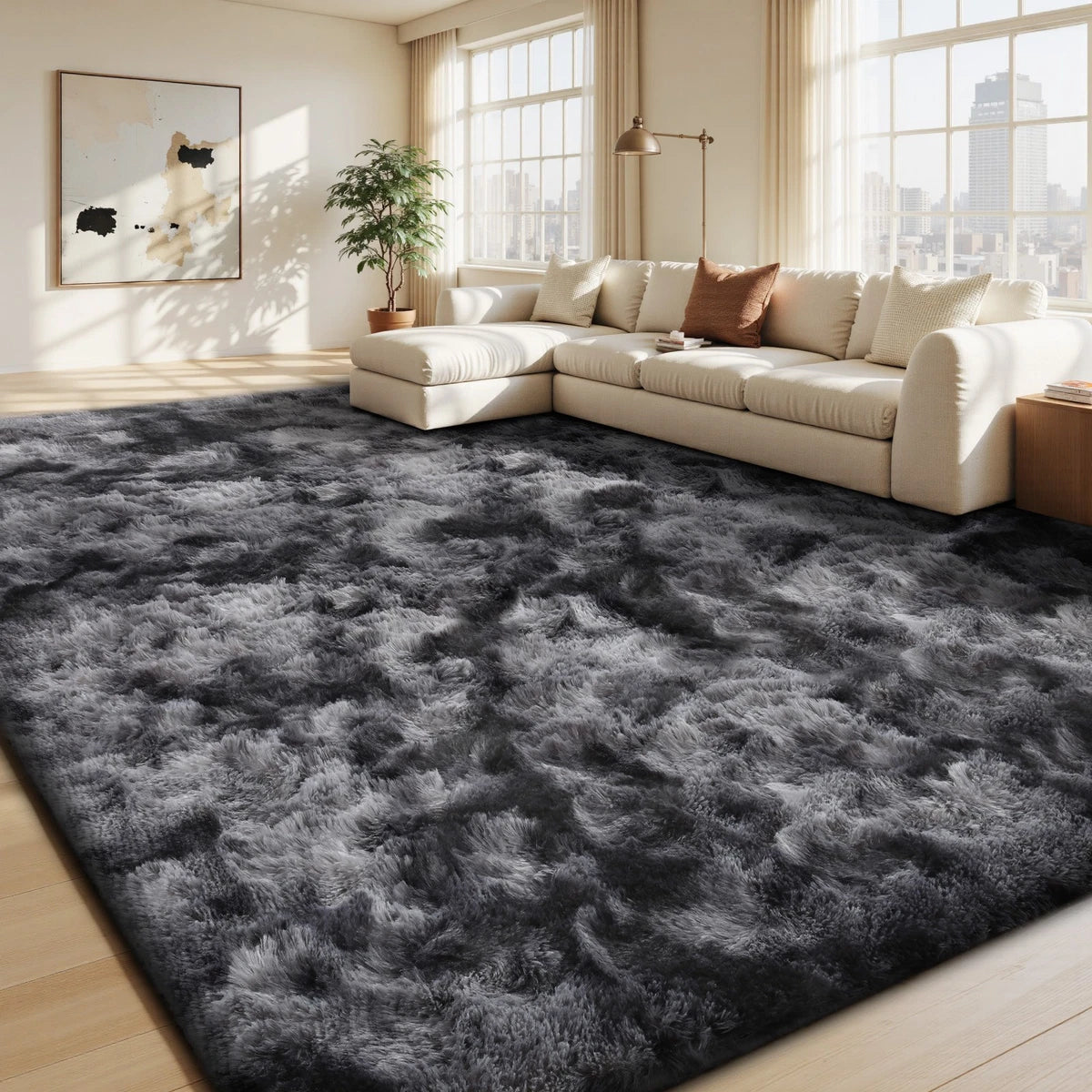 Fluffy Rugs Large Shaggy Rug Bedroom Living Room Anti Slip Soft Carpet Floor Mat A+