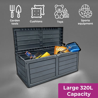 Garden 320 Litre Dark Grey Outdoor Plastic Storage Box