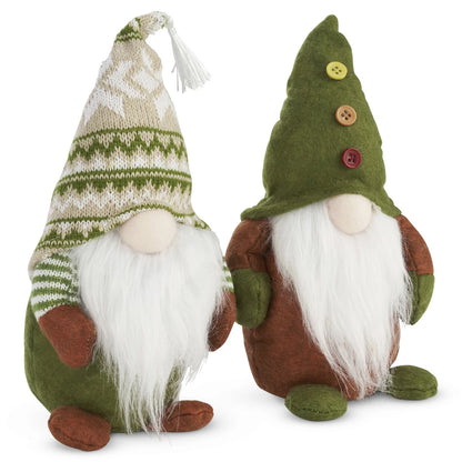 Set of 2 Christmas Gonks Fluffy Bearded Festive Gnome Xmas Decor for Table