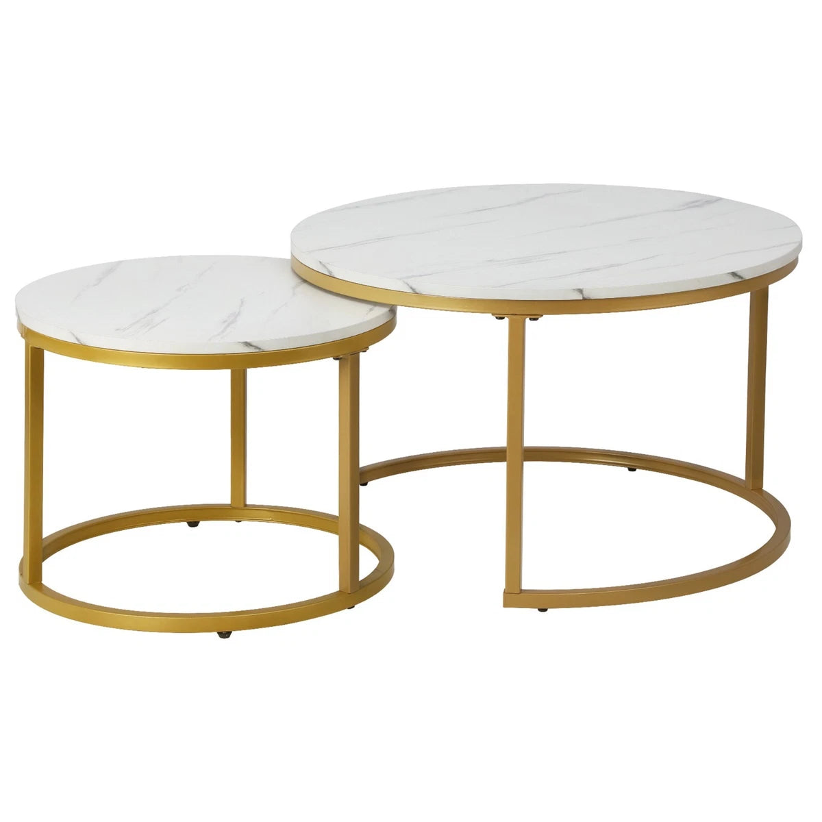 Nesting Coffee Tables Set of 2 Round Stacking Sofa Side Tables for Living Room