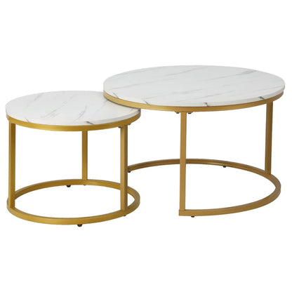 Nesting Coffee Tables Set of 2 Round Stacking Sofa Side Tables for Living Room