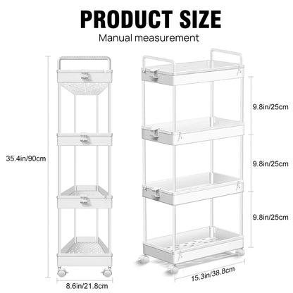 4 Tier Slim Slide Out Kitchen Trolley Rack Holder Storage Shelf Organiser Cart black