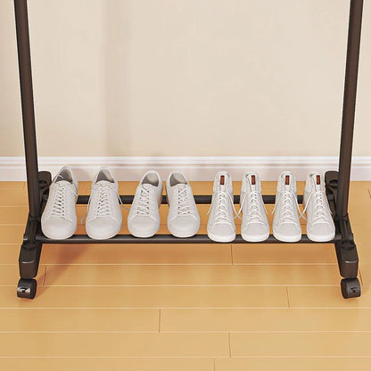 2 Tiers Clothes Rail Rack Garment Hanging Stand Shoe Storage Shelf Open Wardrobe