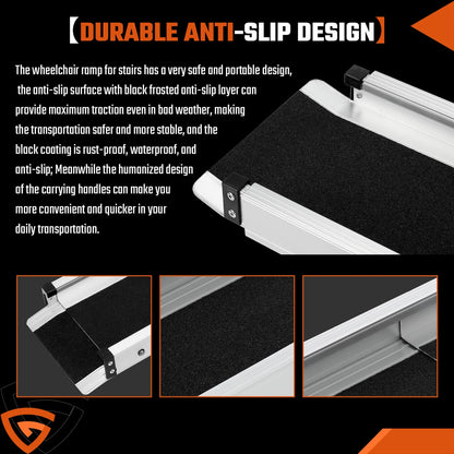 5ft (150cm) Folding Portable Wheelchair Ramp Mobility Scooter Home/Car Threshold