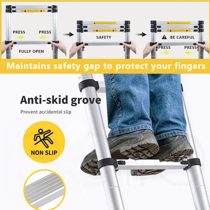 Multi-Purpose Extendable Aluminum Ladders, Folding Telescoping Ladder Extendable