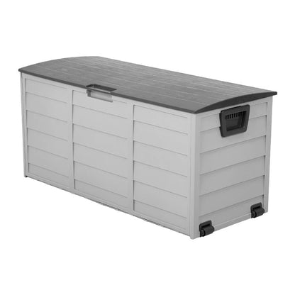 LARGE PLASTIC GARDEN STORAGE BOX OUTDOOR WATERPROOF DECK CONTAINER CHEST SHED
