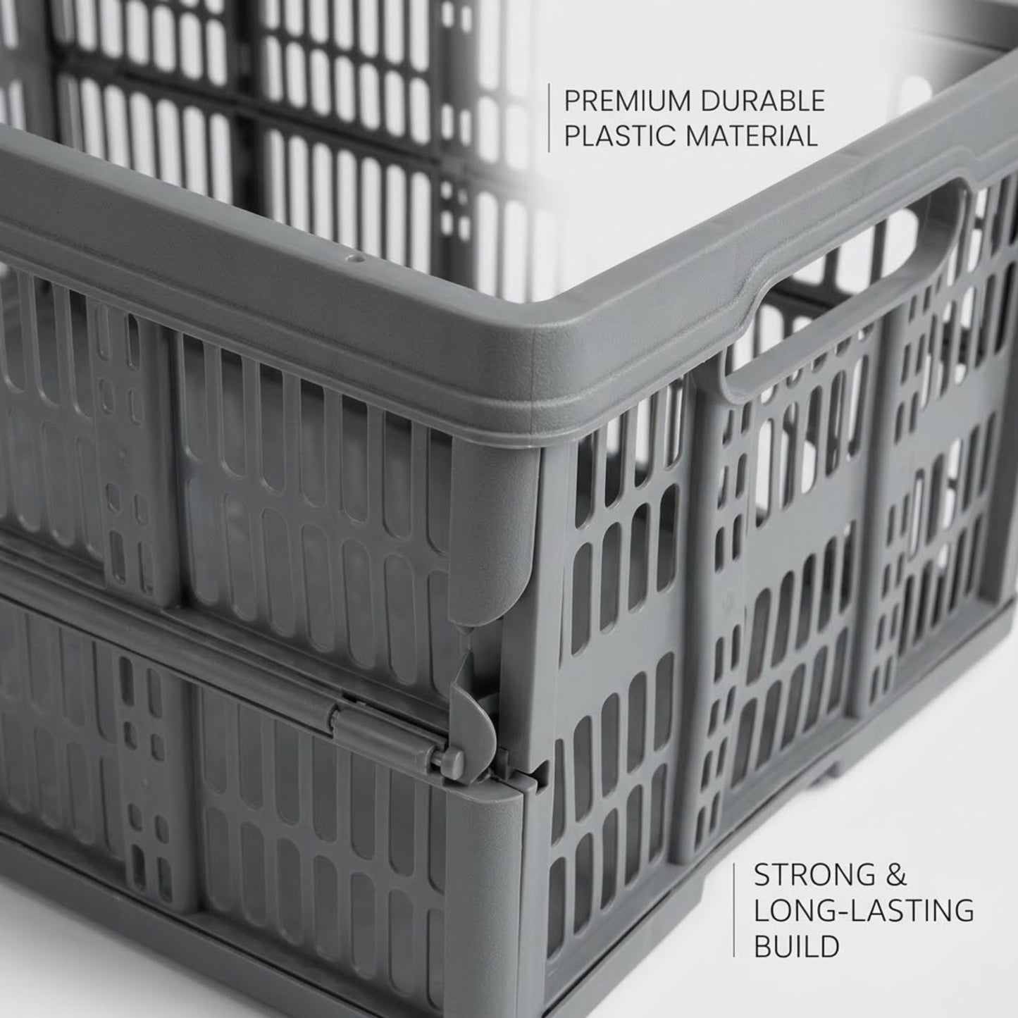 32L Collapsible Plastic Storage Crate Box Stackable Office Garage Assorted UK